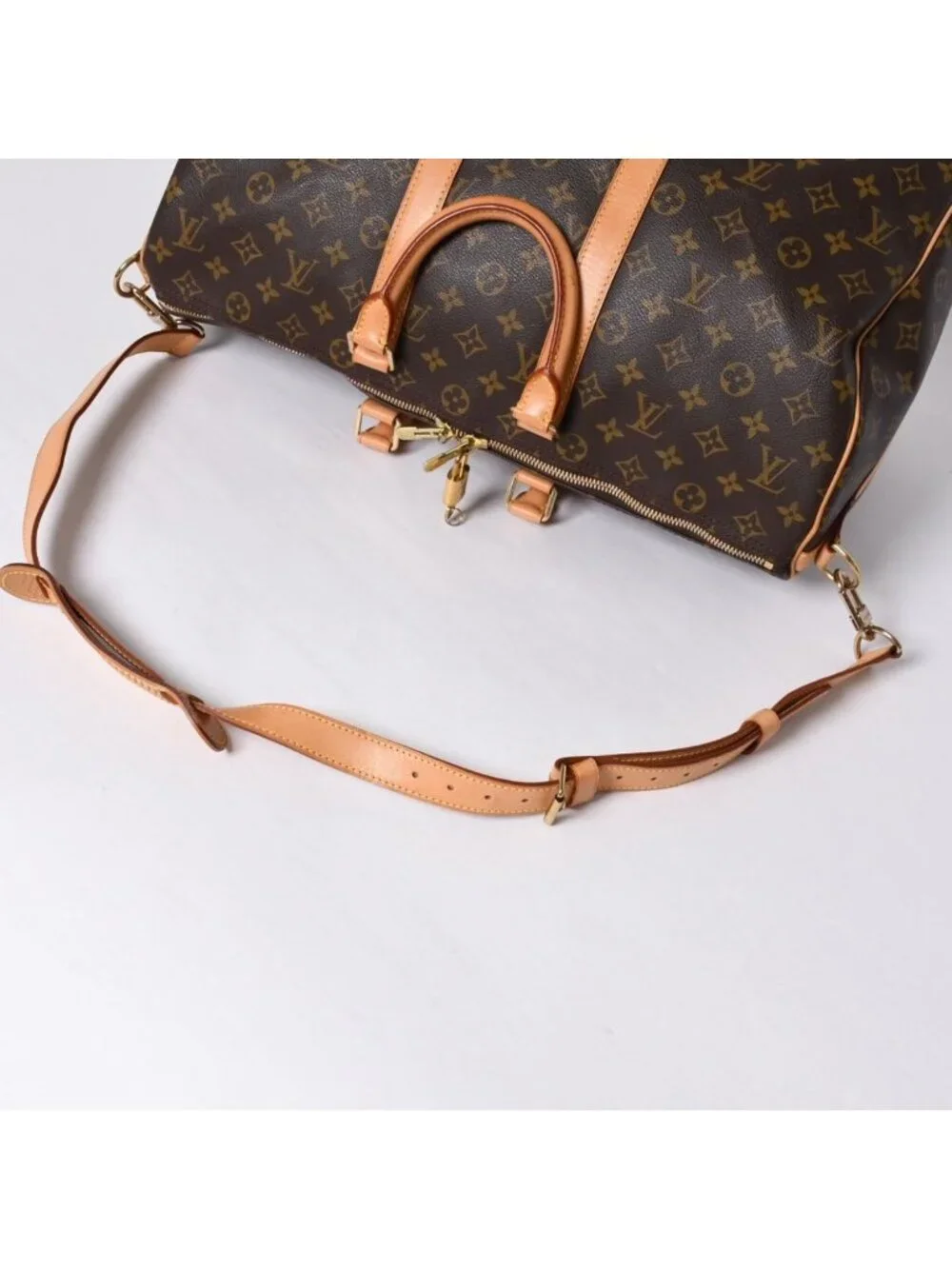 Louis Vuitton Boston Bag Keepall Bandouliere 45 Monogram Brown Gold